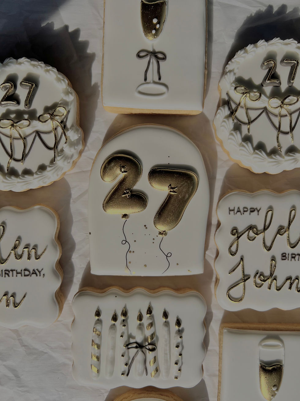 dye free metallic golden birthday cookies