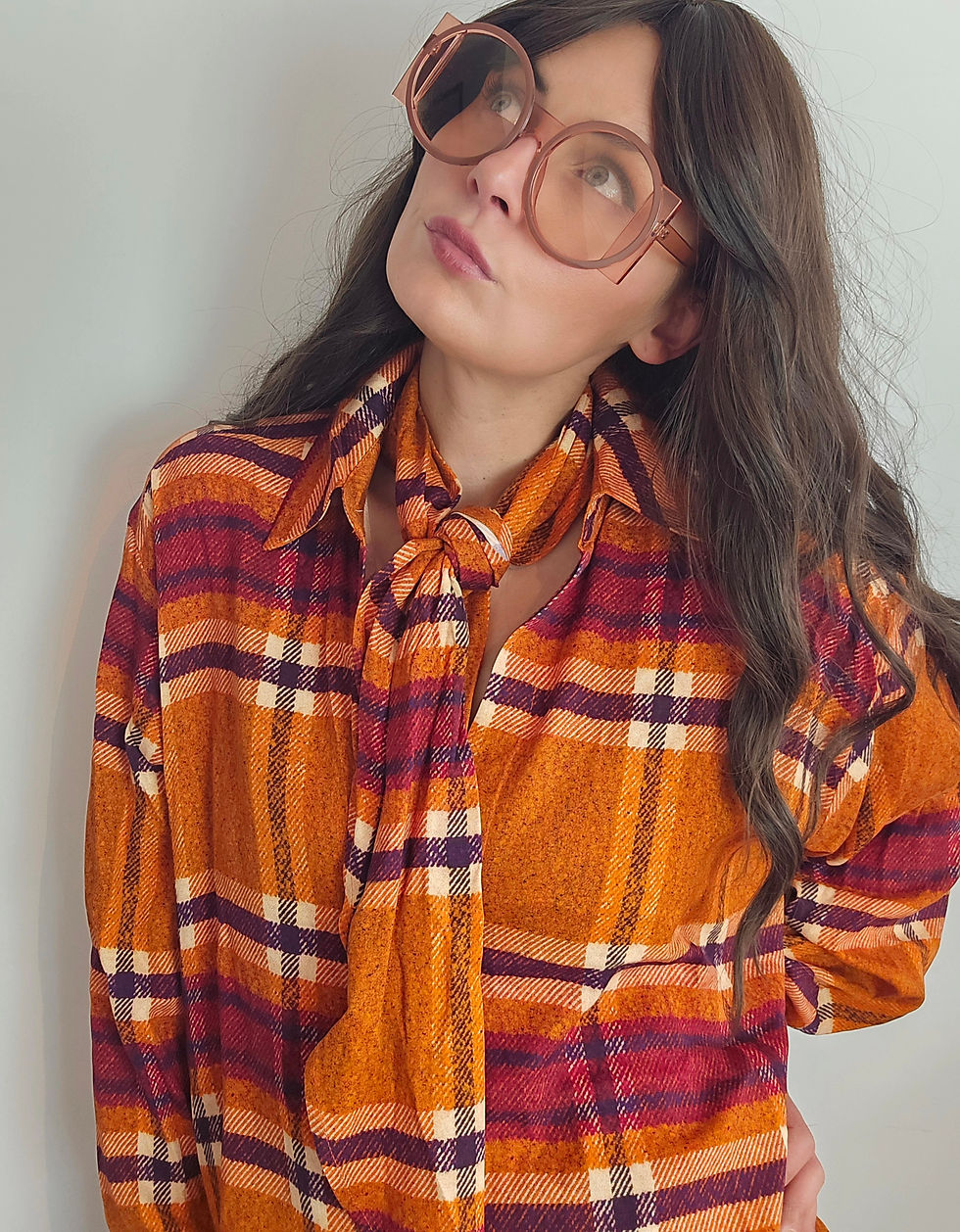 Miniature : Chemise à carreaux avec foulard assorti 