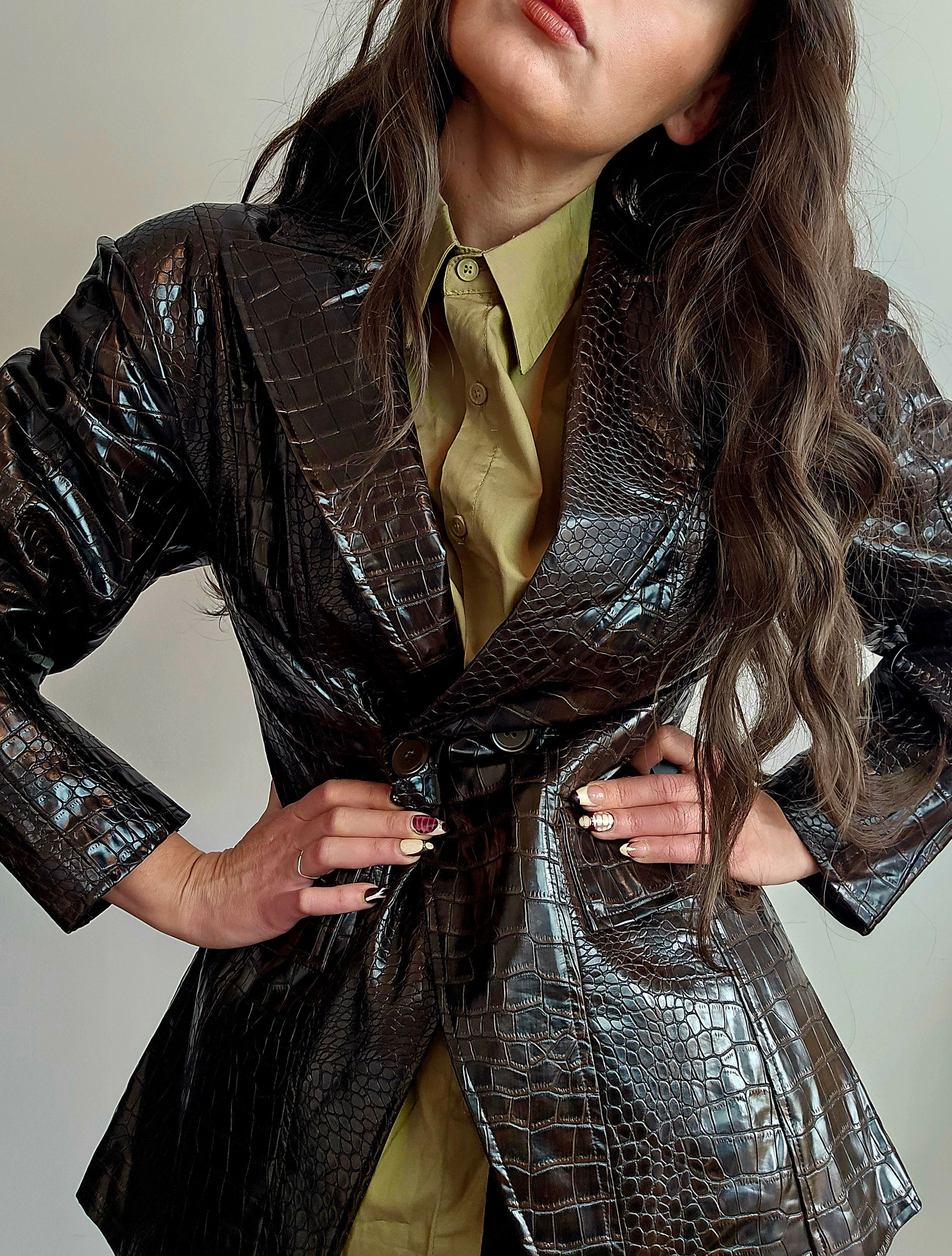 Blazer croco à épaulettes XL 