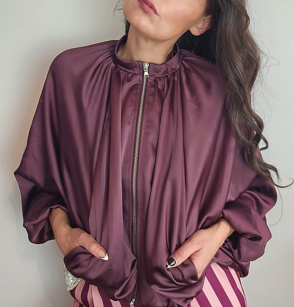 Miniature : Blouson manche chauves-souris en satin 