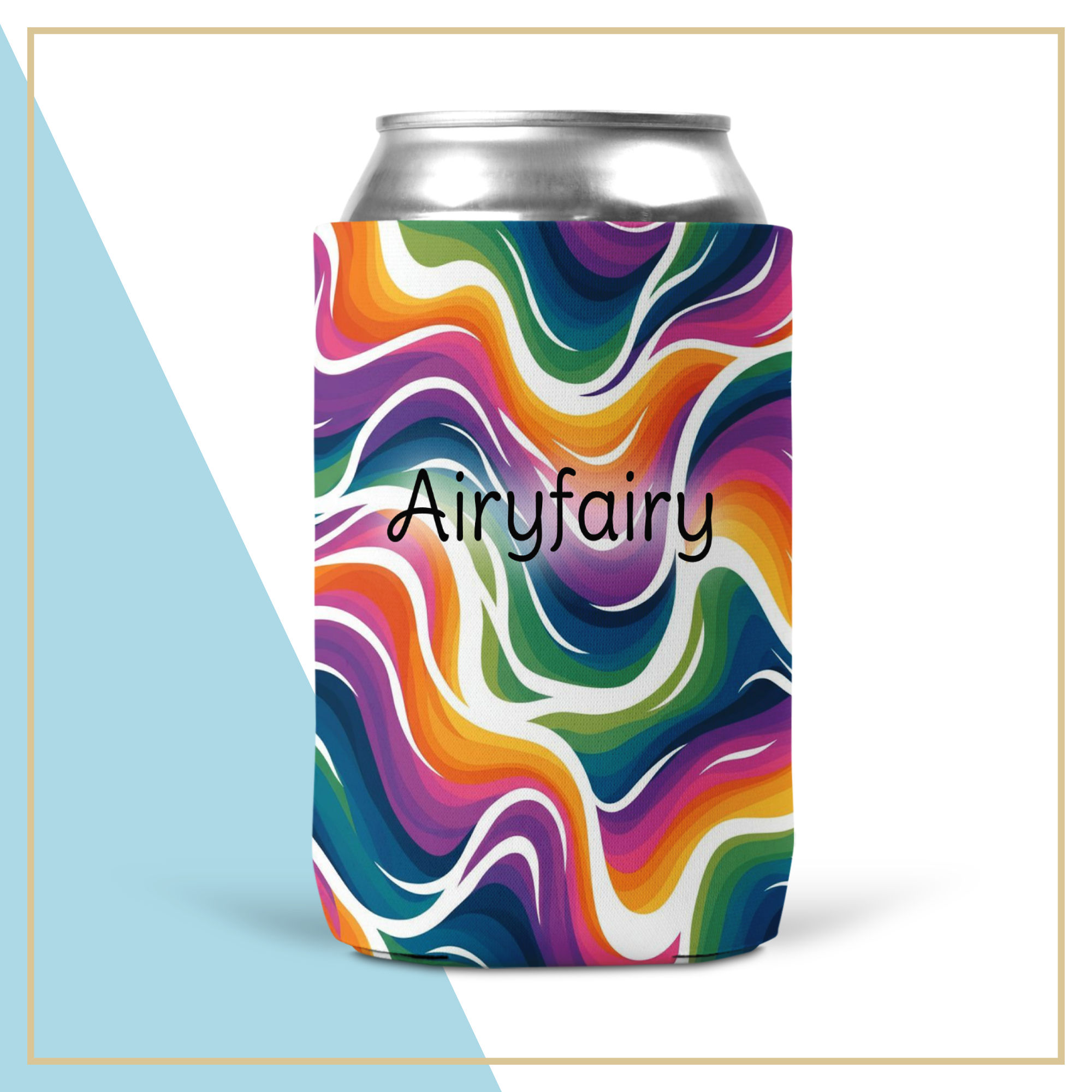 Rainbow Swirl Stubby Cooler