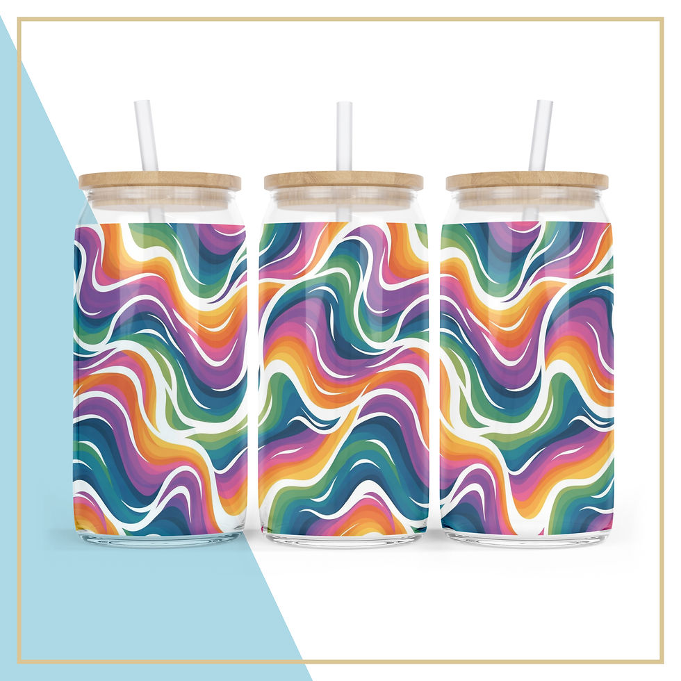 Thumbnail: Rainbow Swirl Glass Tumbler 16oz