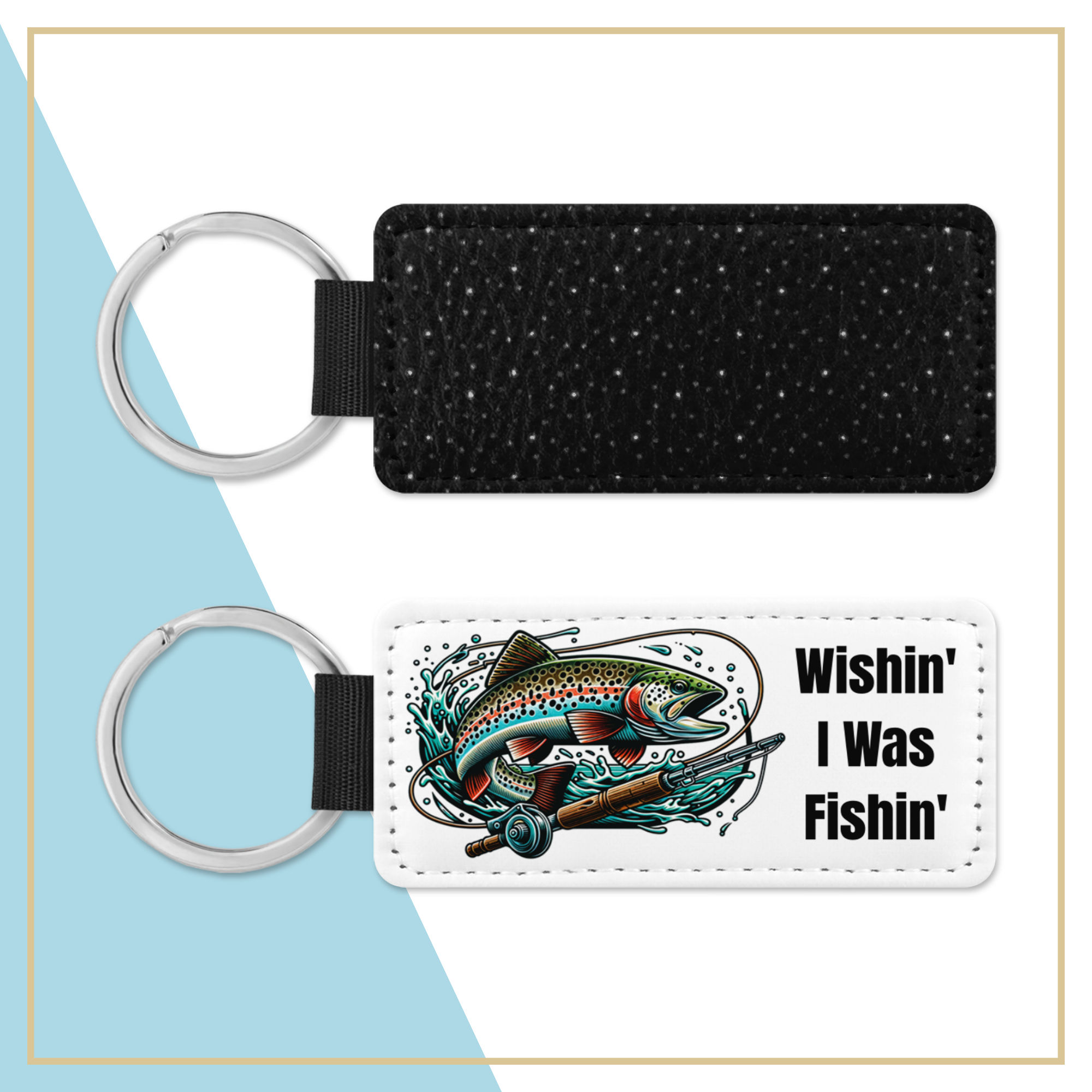 Wishin' I Was Fishin' Rectangle Keyring