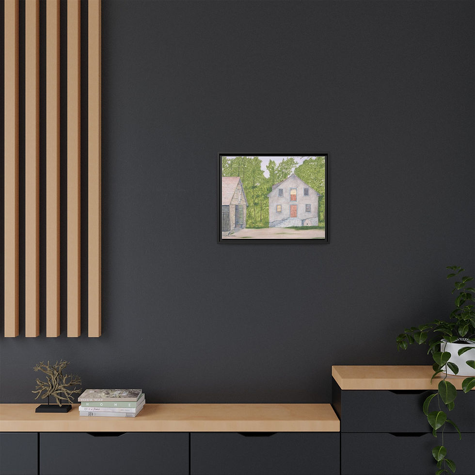 Thumbnail: Peaceful mill watercolor art in pinewood frame.
