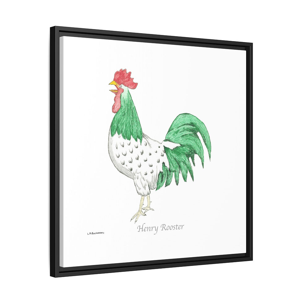 Thumbnail: Charming Henry Rooster framed wall art; bold colors & eco-friendly frame