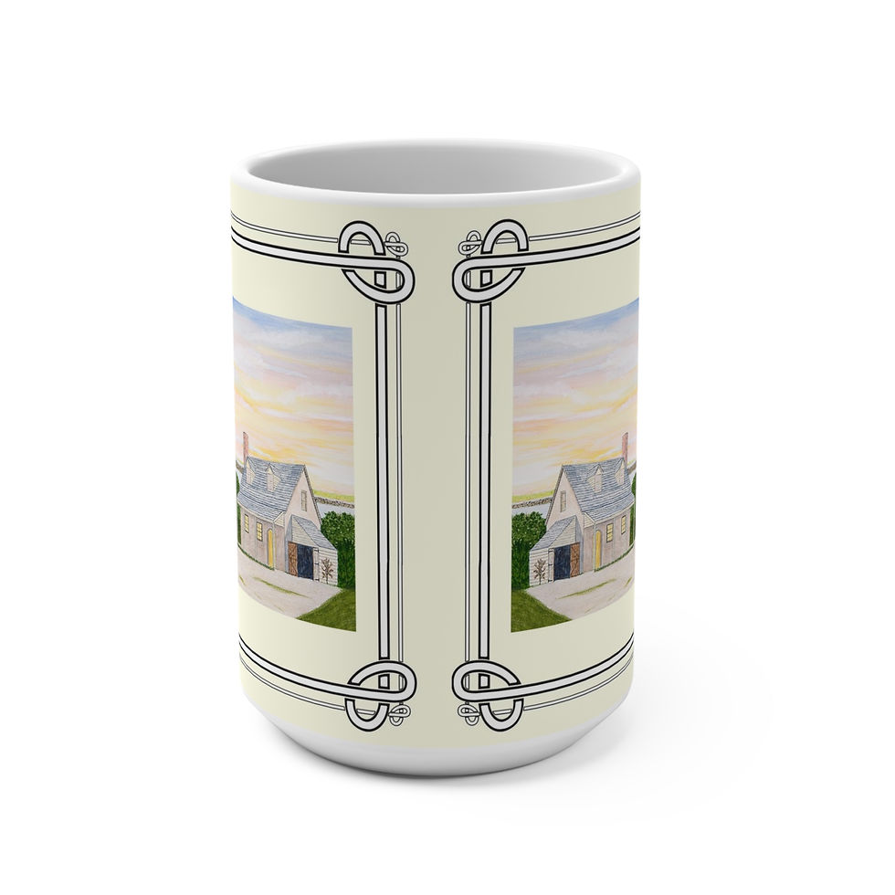 Lewes lighthouse mug with summer sunset watercolor