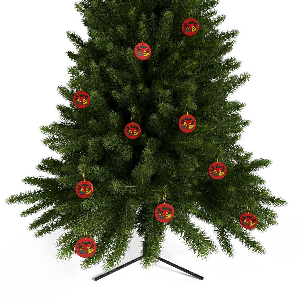 Thumbnail: Double-sided ceramic Christmas ornament with festive tree