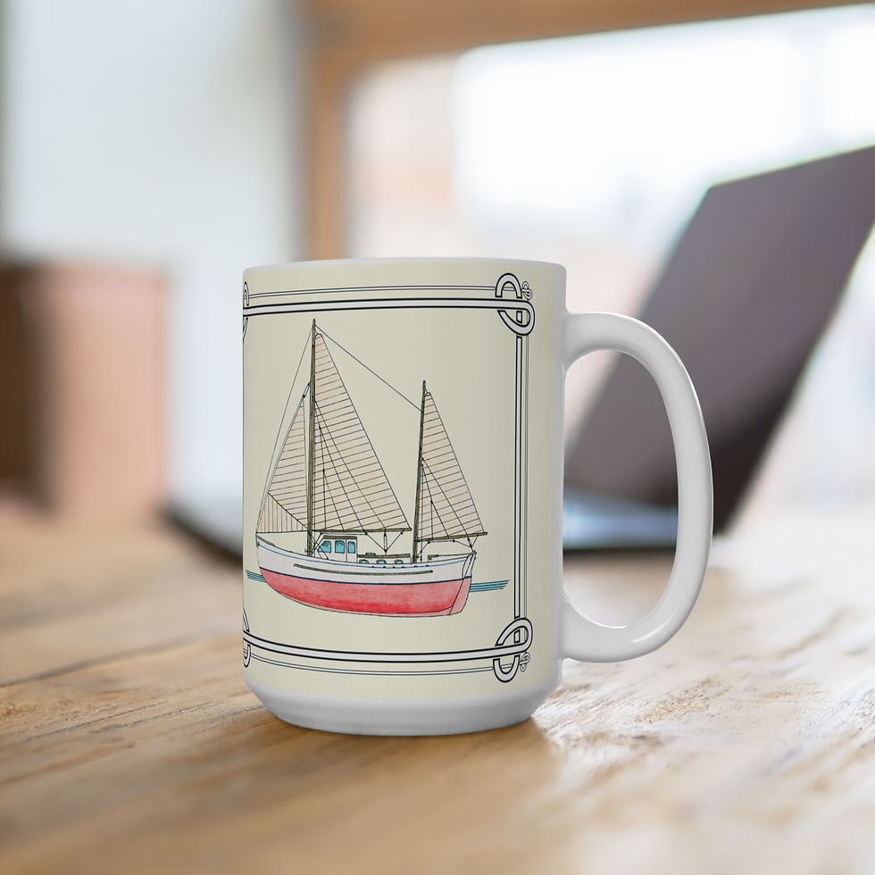 Thumbnail: Aurora motor sailor watercolor wraparound ceramic mug