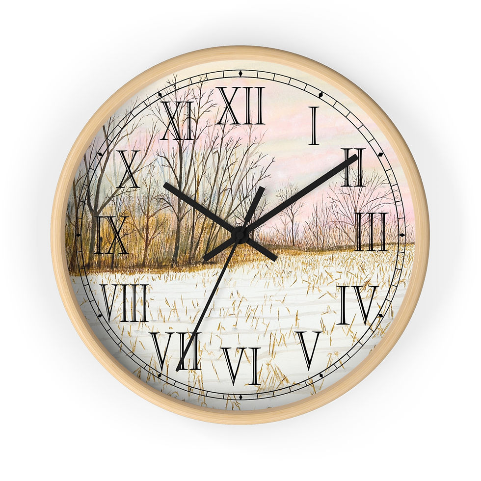 Thumbnail: Elegant Roman numeral clock with snowy field artwork