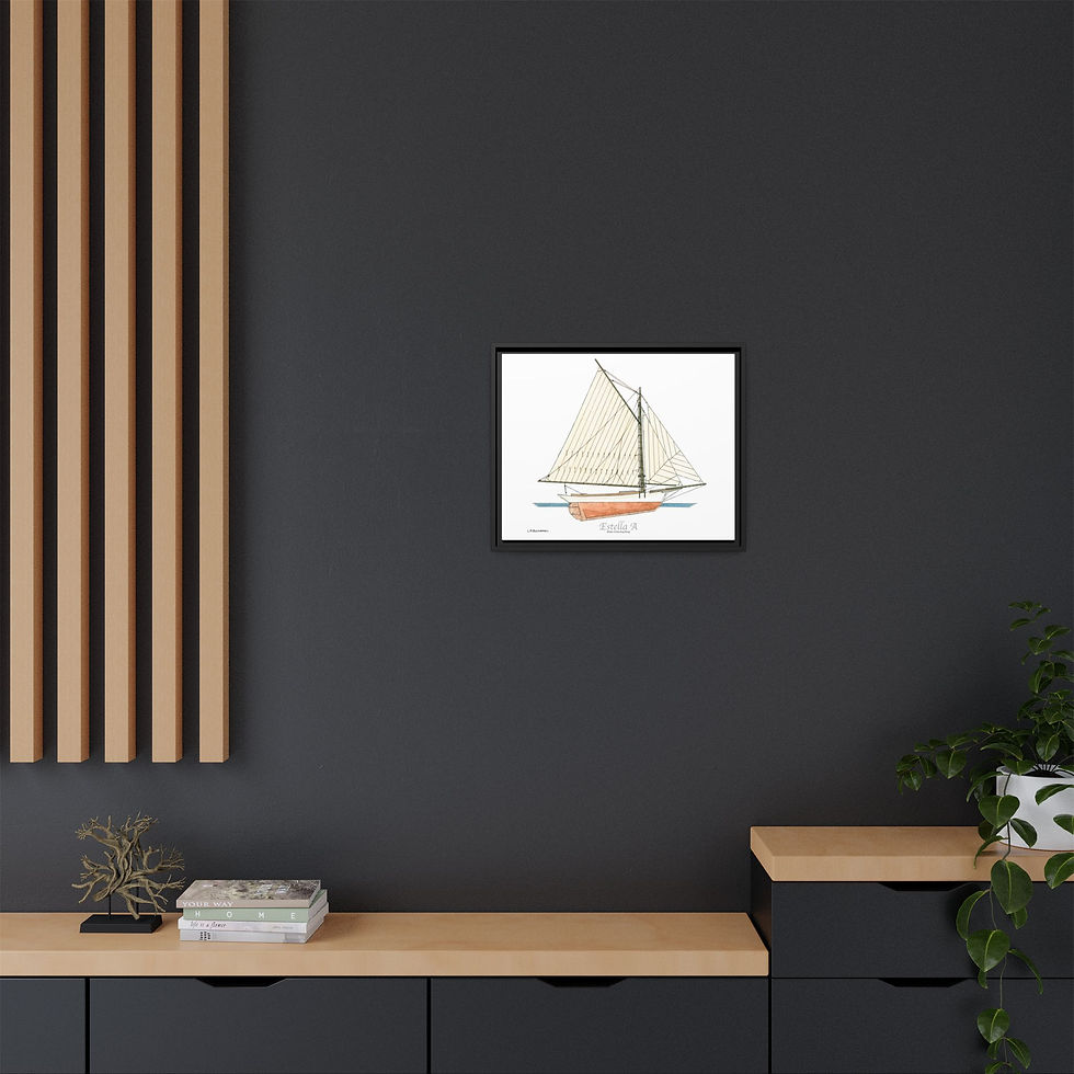 Thumbnail: Estella Maine Sloop framed watercolor of classic ship