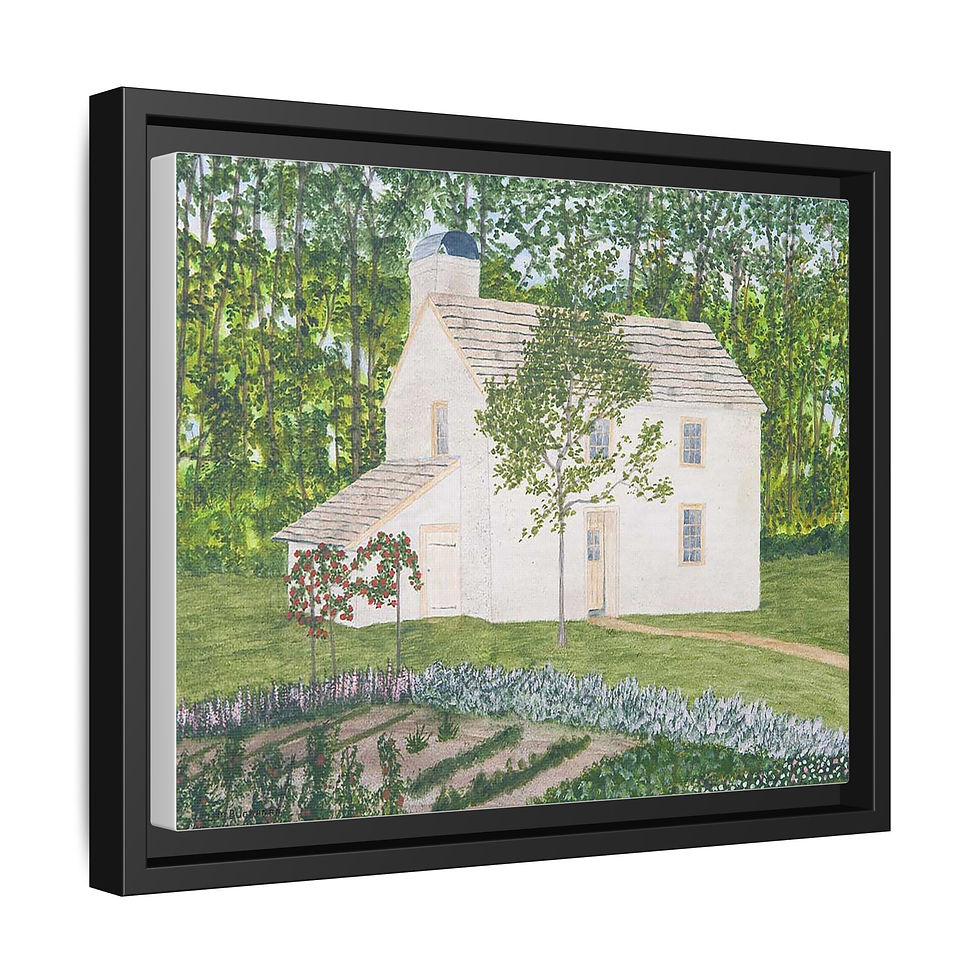 Countryside framed art with green garden in summer