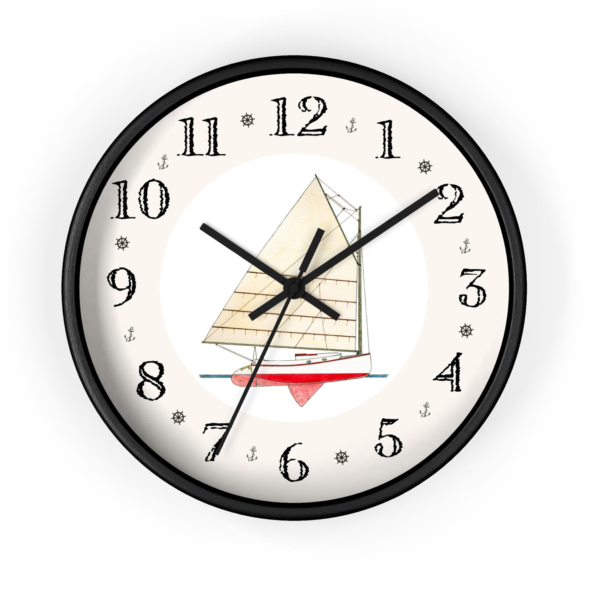 Sea Hound Cape Cod Catboat clock wooden frame