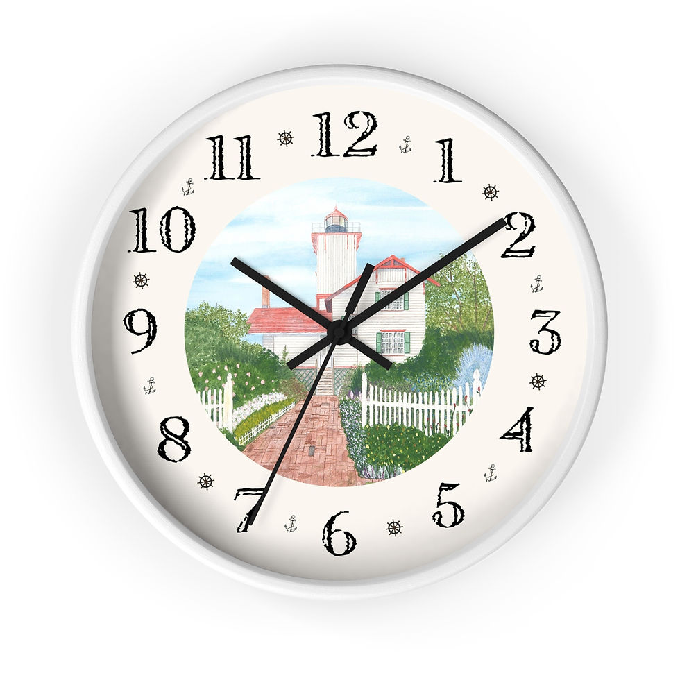 Thumbnail: Hereford Inlet Lighthouse clock with nautical motifs