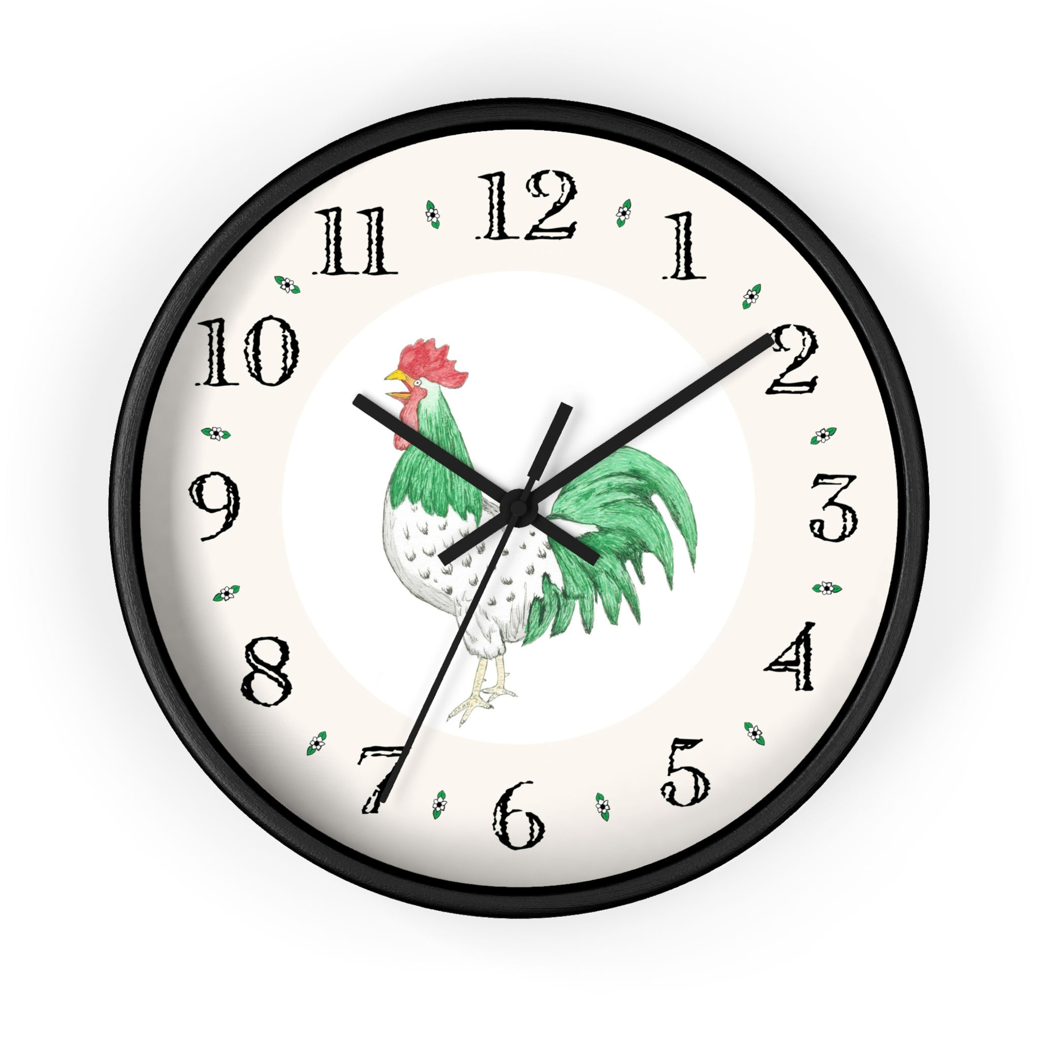 Henry Rooster Heirloom Designer Clock with wooden frame