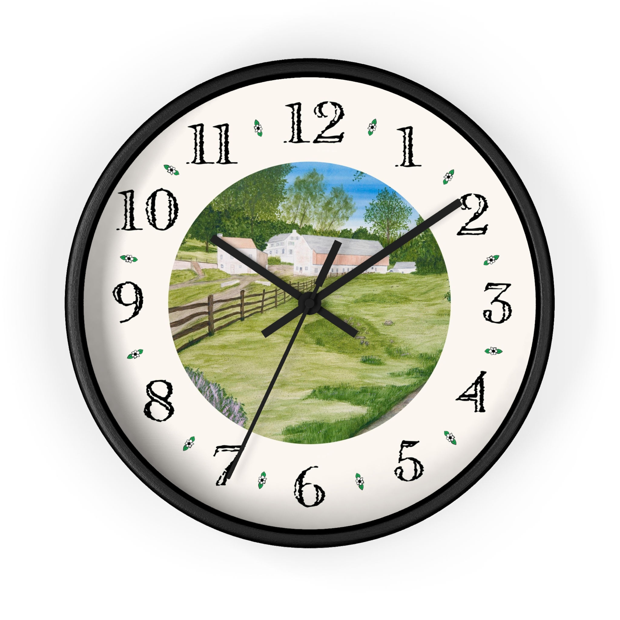 Trout Stream watercolor clock with wooden frame