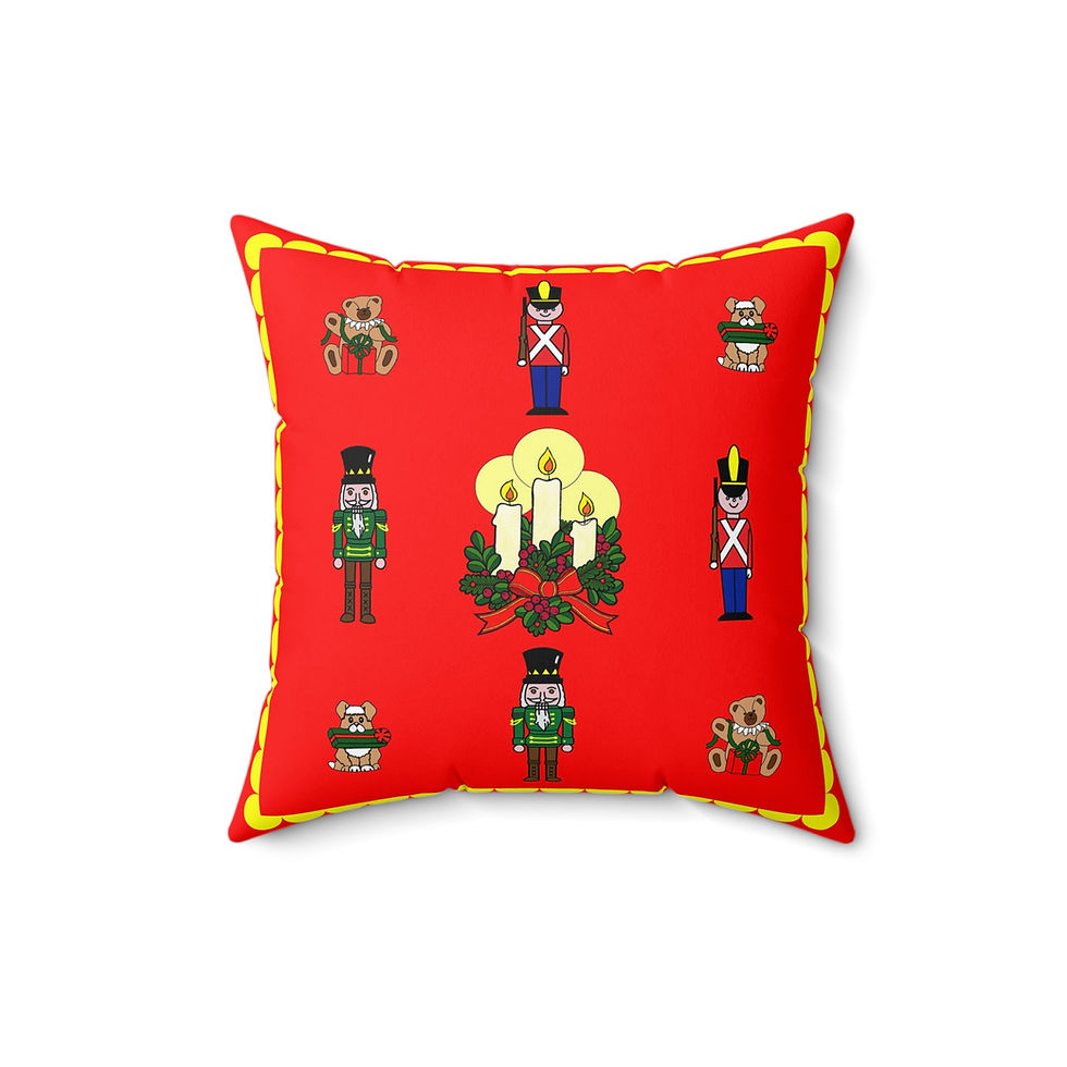Thumbnail: Nutcracker parade with Christmas candles folk art pillow