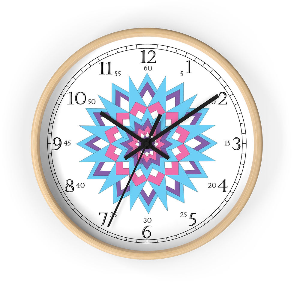 Thumbnail: Star Burst Quilt pattern clock with English numerals