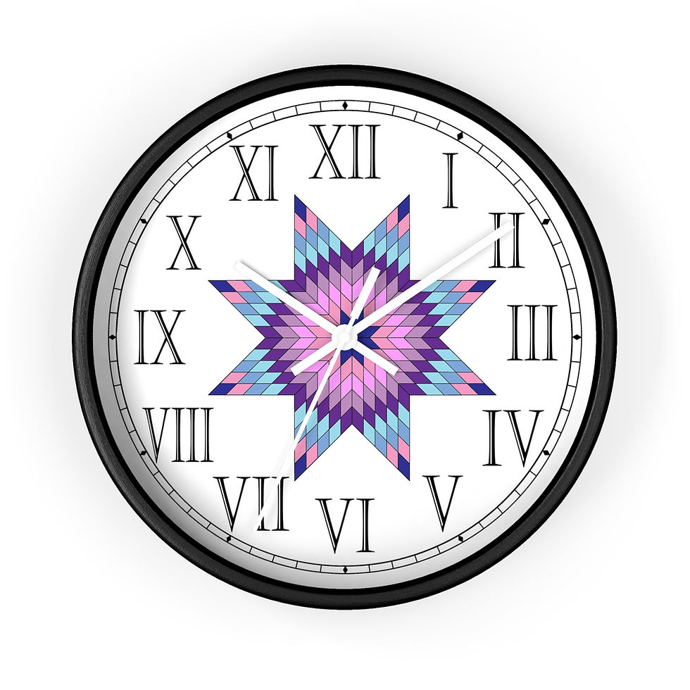 Thumbnail: Intricate Star of Bethlehem quilt design roman clock.