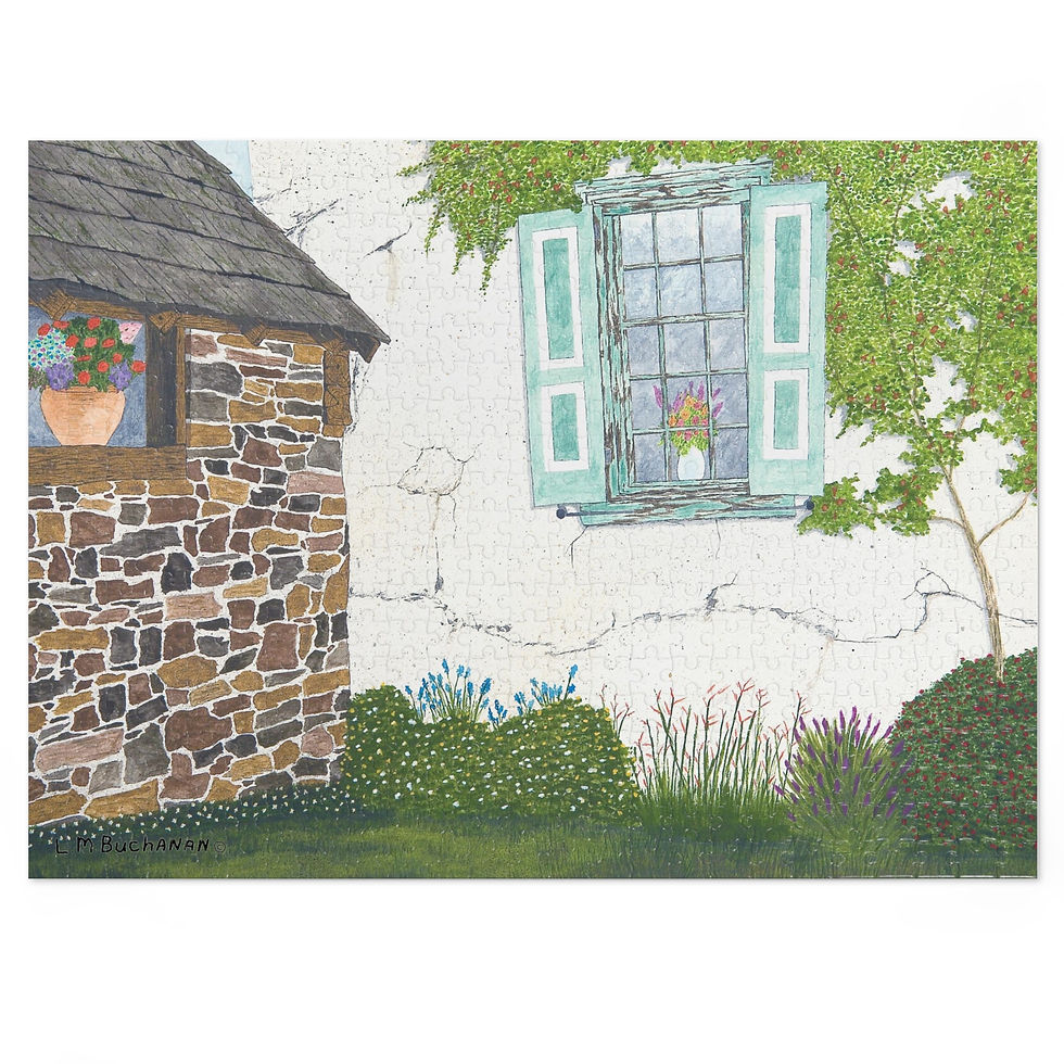 Garden Window jigsaw puzzle with flowers and leaves