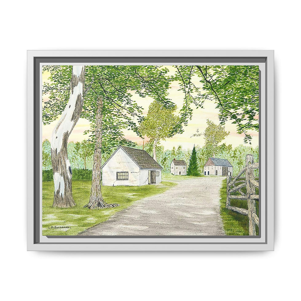 Thumbnail: Scenic framed art of country lane and rustic fence