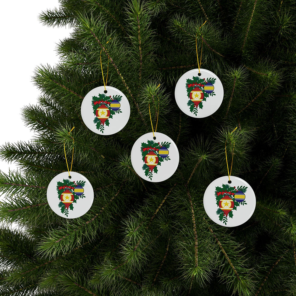 Thumbnail: Double-sided ceramic Christmas ornaments with holly