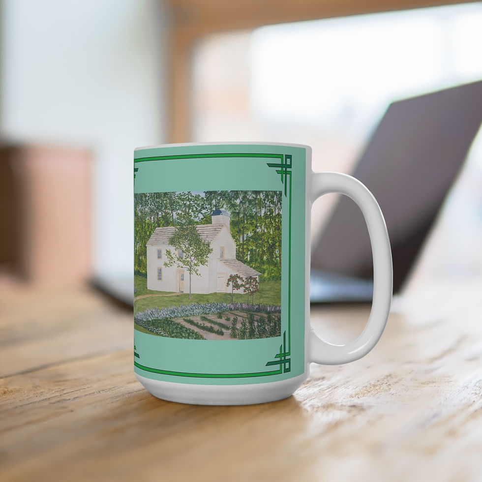 Thumbnail: Country garden watercolor mug with summer green border