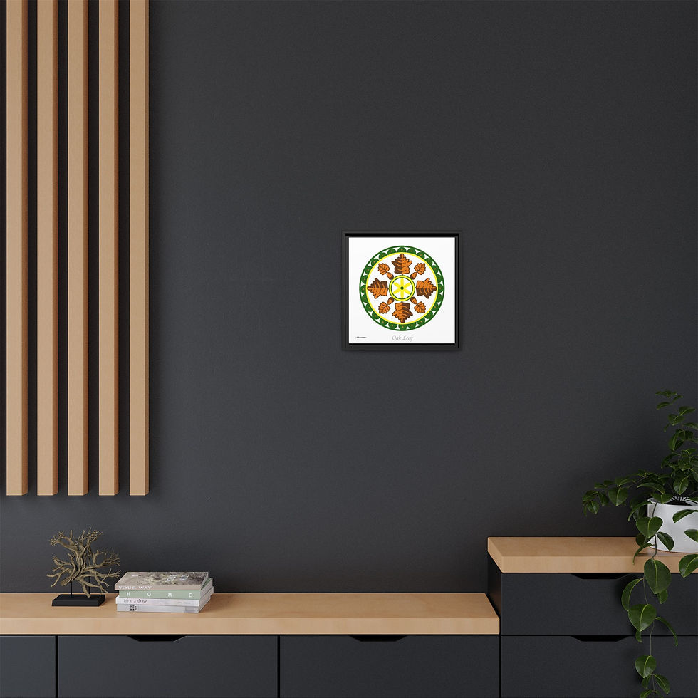 Thumbnail: Oak Leaf Folk Art Framed Canvas Wall Art for homes