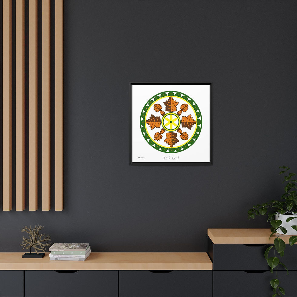 Thumbnail: Oak Leaf Folk Art Framed Canvas Wall Art for homes