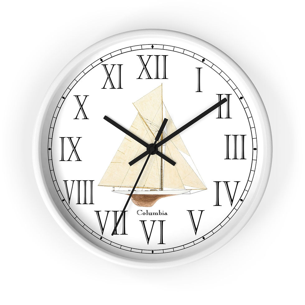Thumbnail: Columbia Roman Numeral Clock with nautical watercolor design