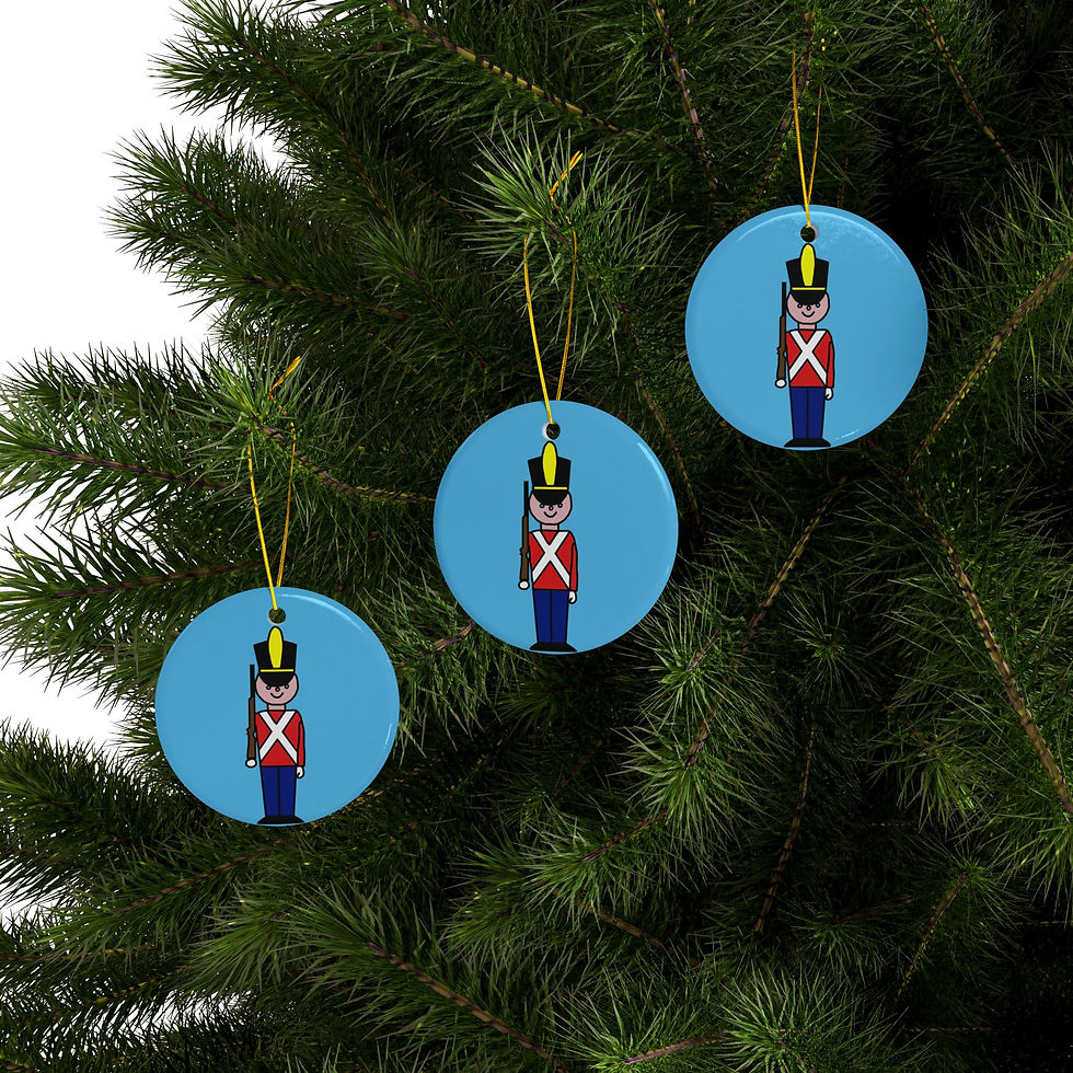 Thumbnail: Ceramic toy soldier Christmas ornament, double-sided design