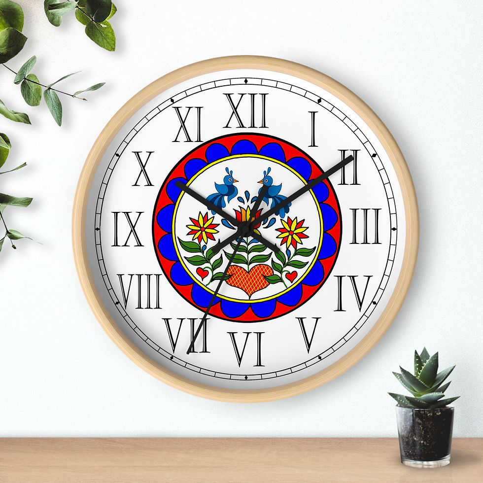 Thumbnail: Double Distilfink Folk Art Roman Numeral Clock