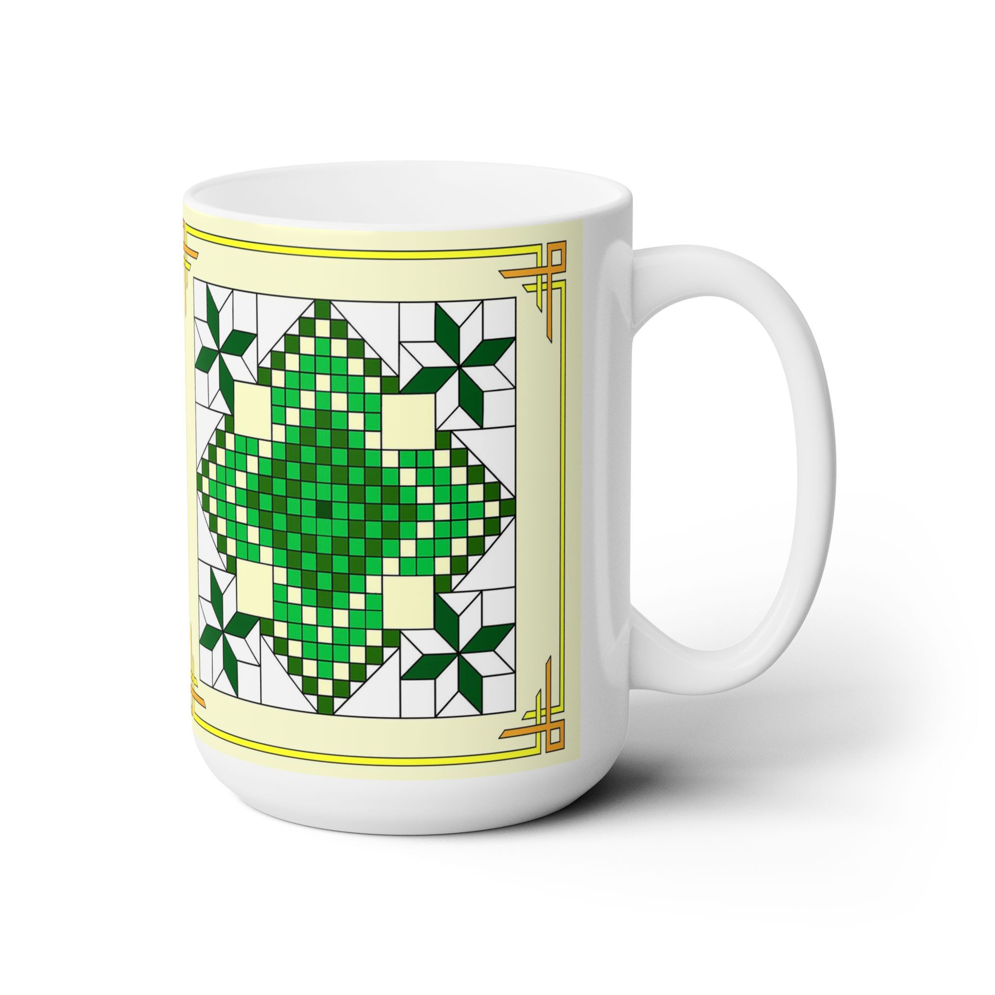 Lincoln Quilt Design 15 oz ceramic mug