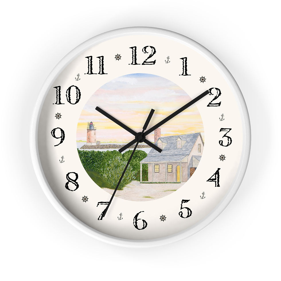 Thumbnail: Coastal lighthouse sunset clock with wooden frame