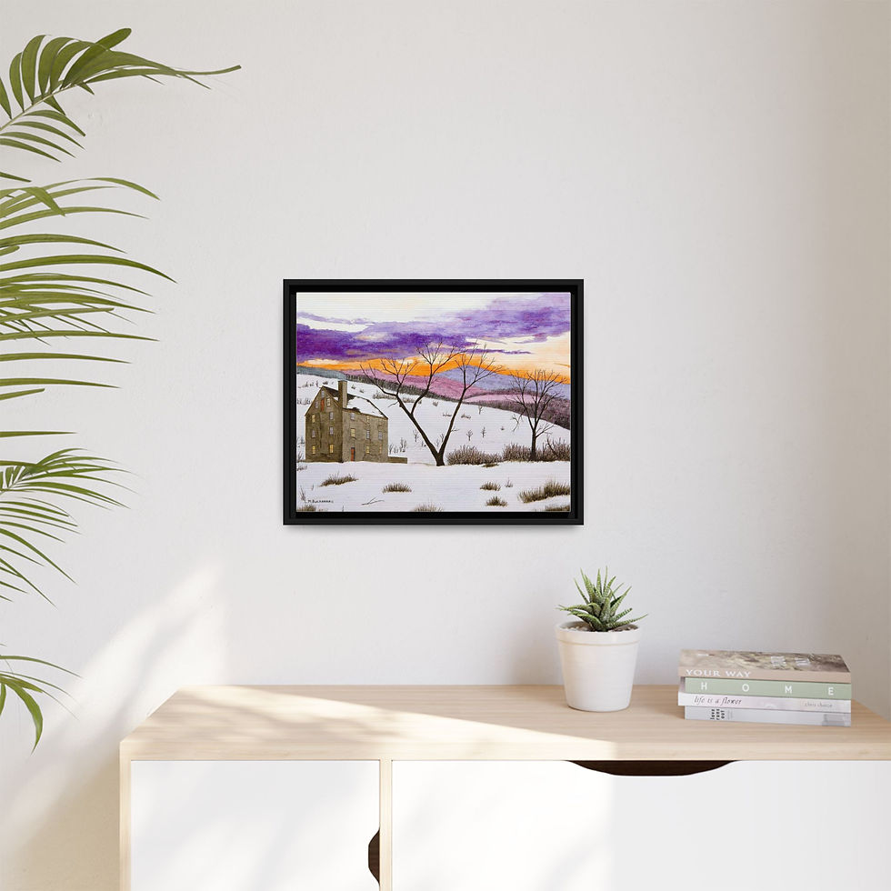 Thumbnail: Shades of Winter farmhouse wall art framed in pinewood.