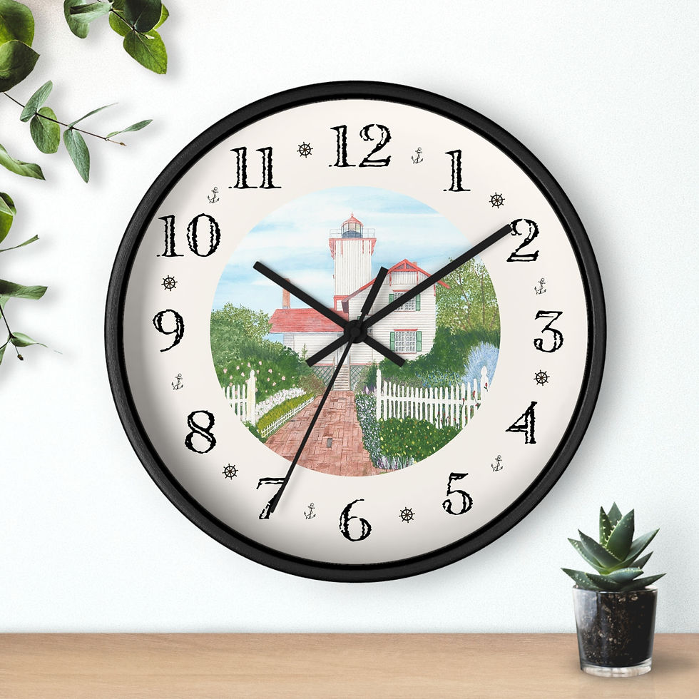 Hereford Inlet Lighthouse clock with nautical motifs