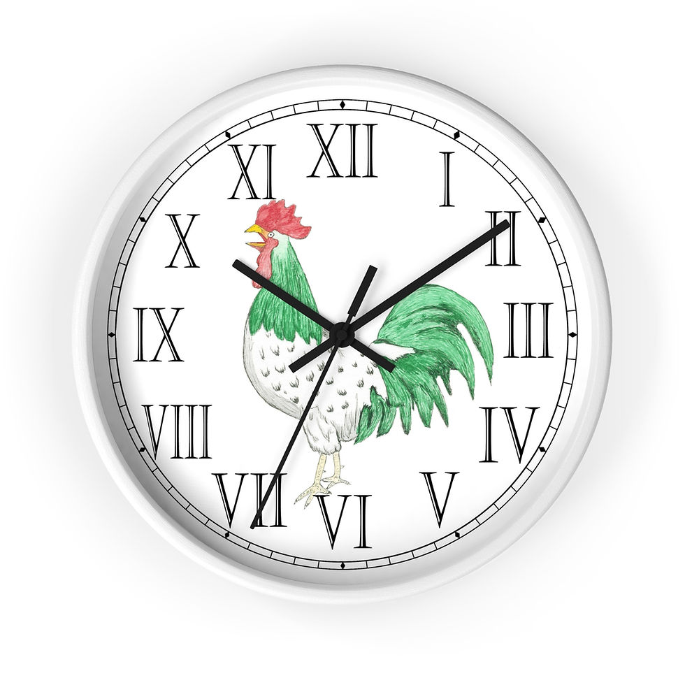 Thumbnail: Henry Rooster Clock with Roman numerals and custom frames.