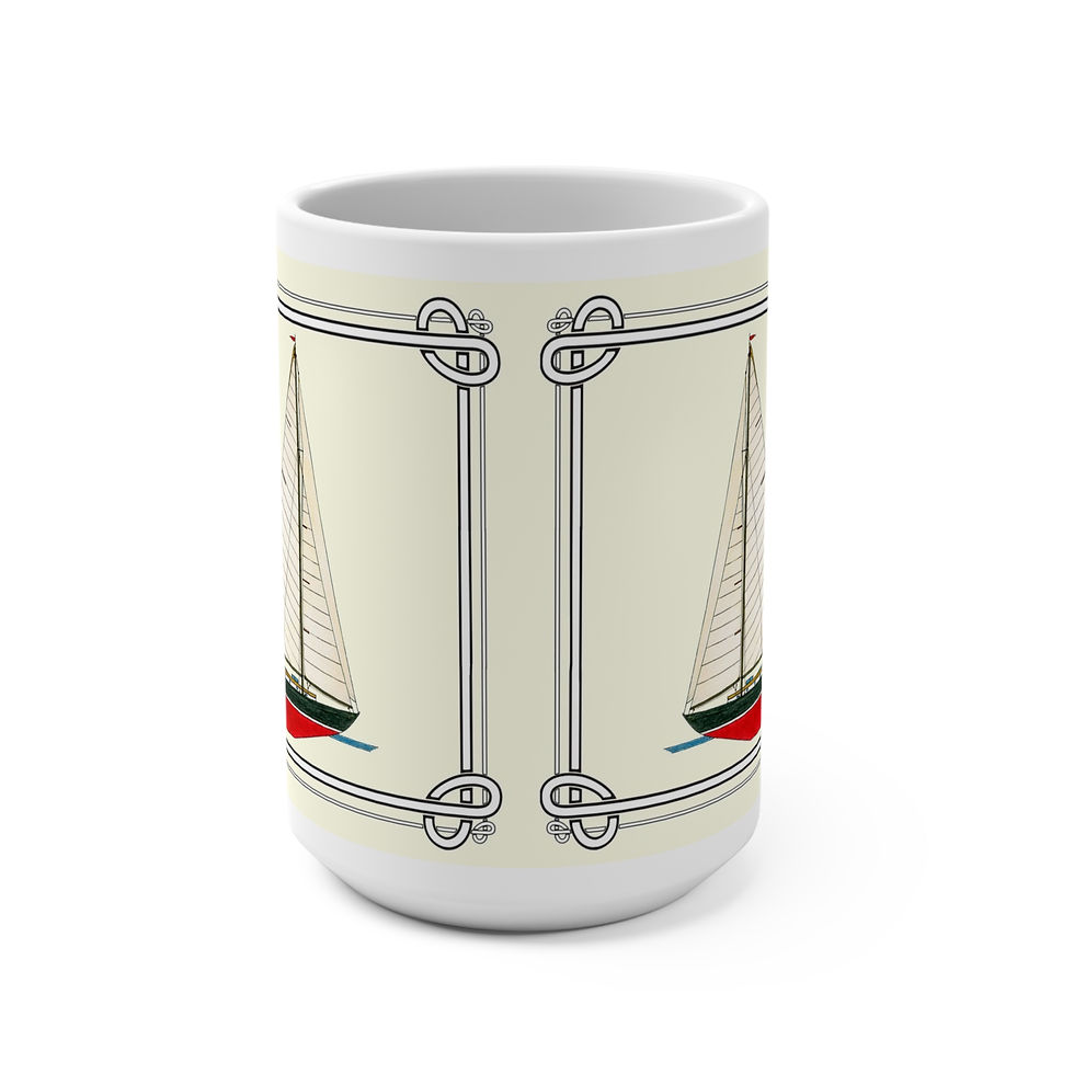 Twilight sailing sloop watercolor mug