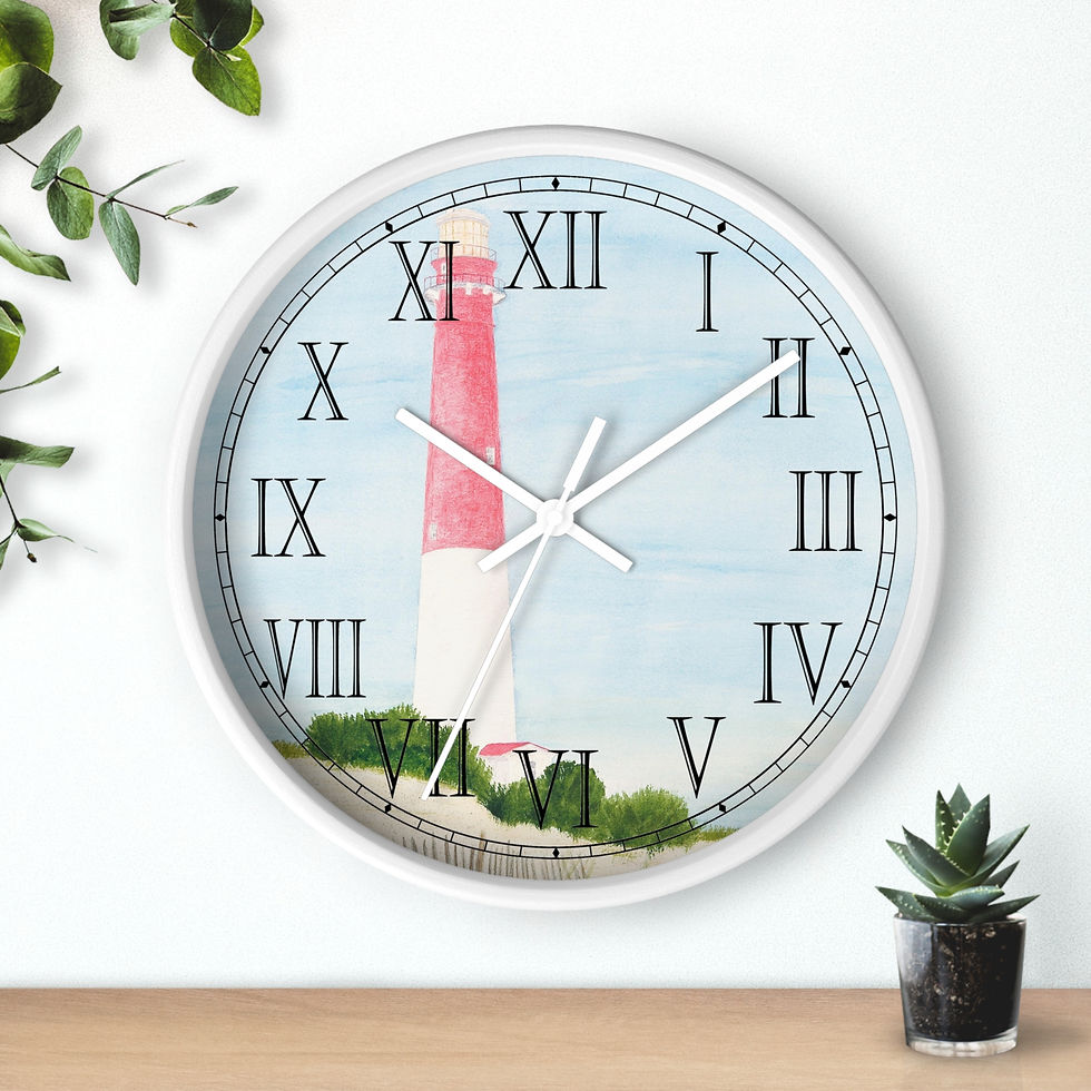 Thumbnail: Barnegat Lighthouse clock with Roman numerals and wood frame