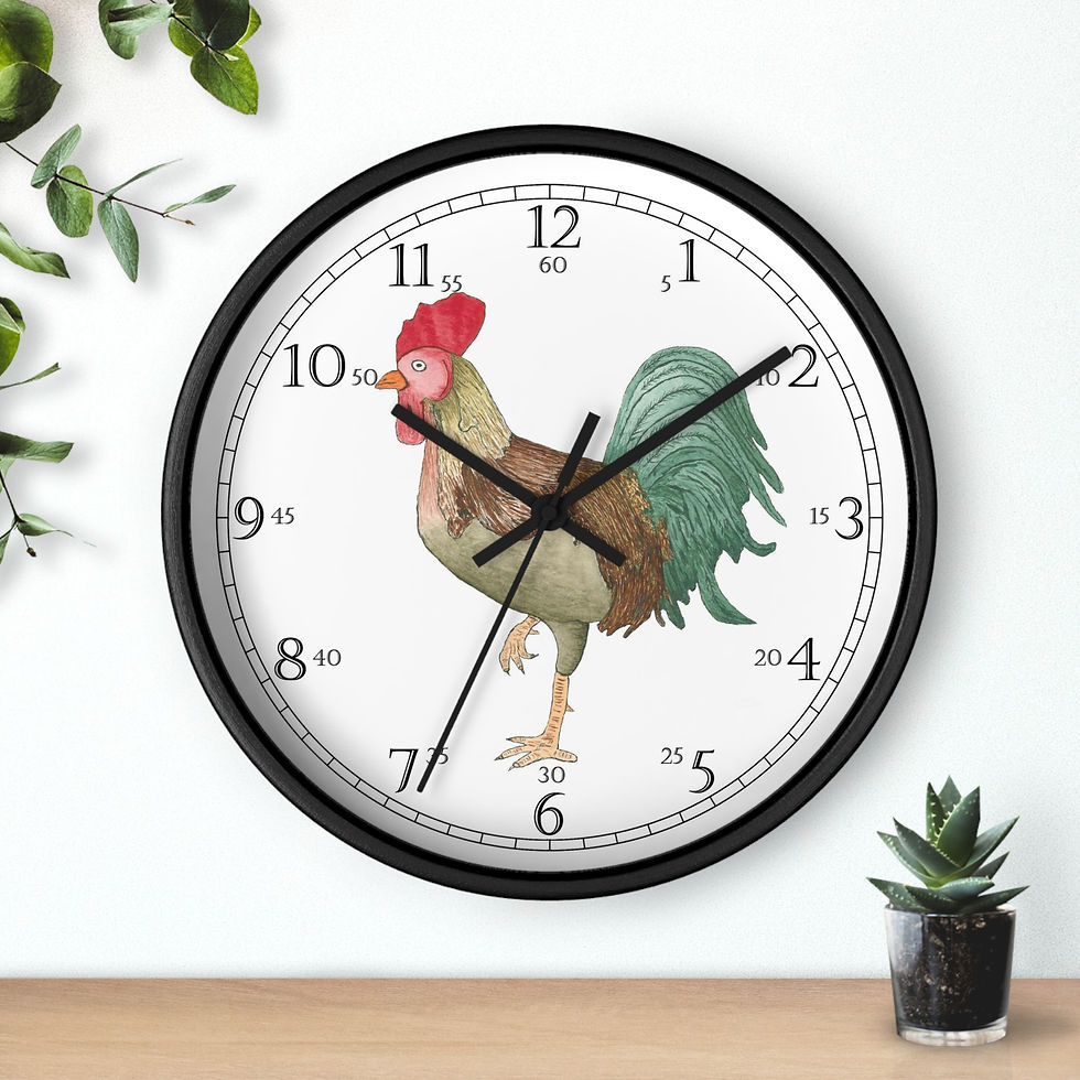Michael Rooster rustic farmhouse clock
