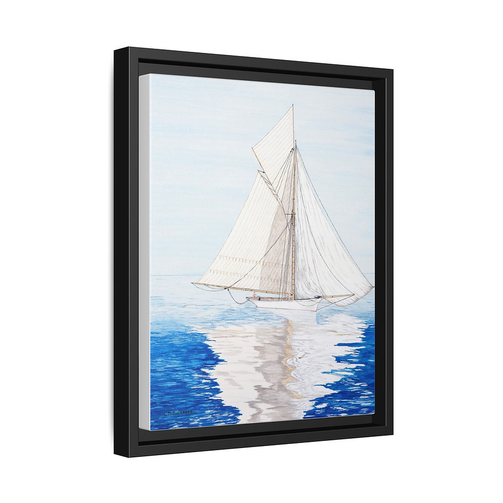 Nautical watercolor featuring a serene cutter on canvas