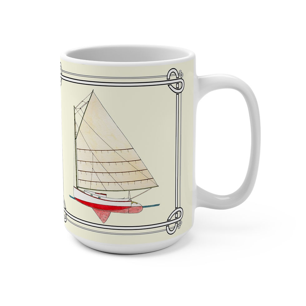 Sea Hound Cape Cod catboat watercolor mug
