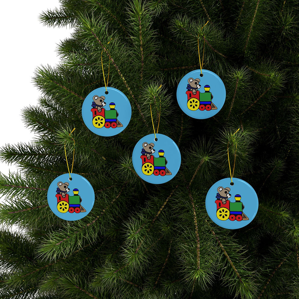 Thumbnail: Teddy's Magical Holiday Express - Decorative Double-Sided Ceramic Ornament