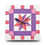 Thumbnail: Acrylic quilt clock with rose & violet tones, 10.75"x10.75".