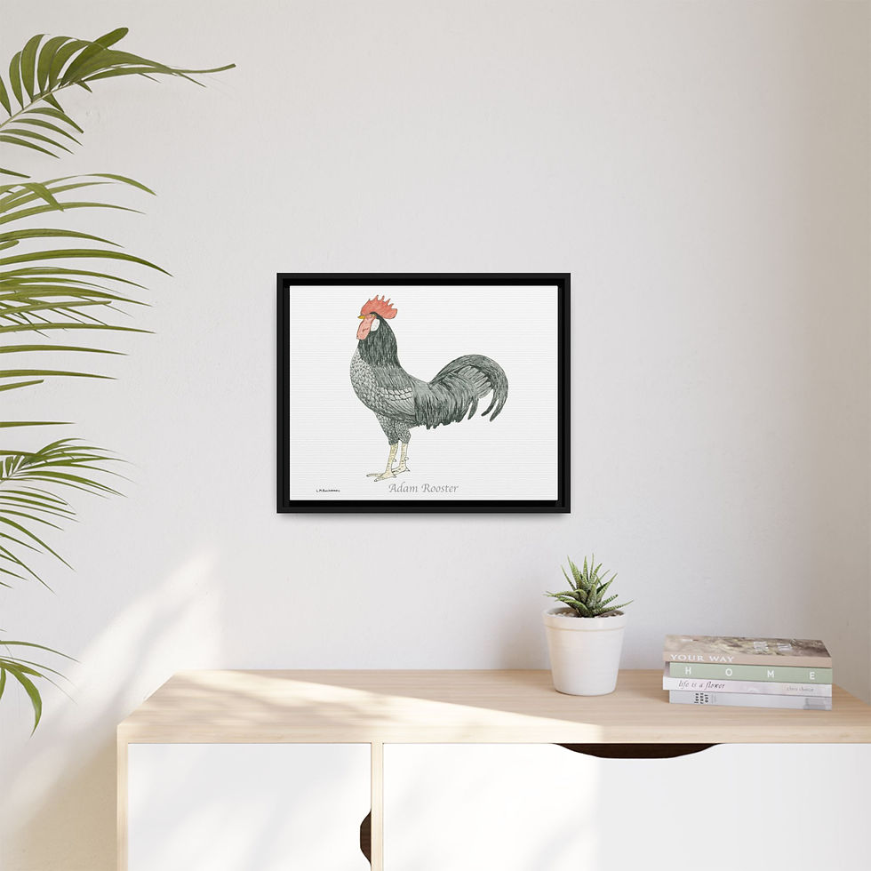 Thumbnail: Adam Rooster wall art in rustic frame with vivid colors