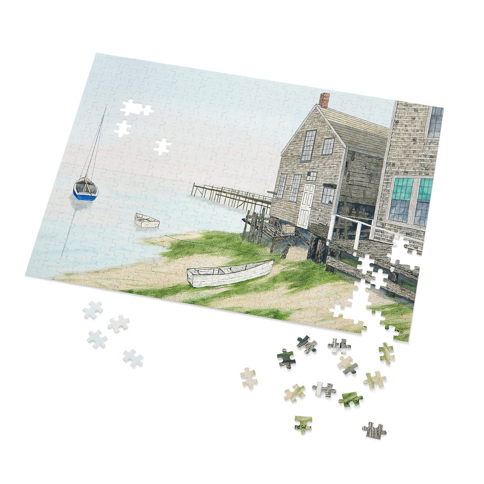 Thumbnail: Low Tide Nantucket watercolor puzzle scene