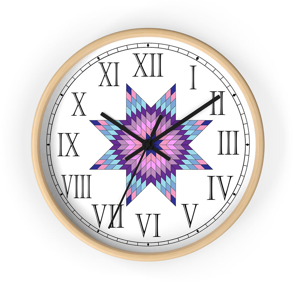 Thumbnail: Intricate Star of Bethlehem quilt design roman clock.