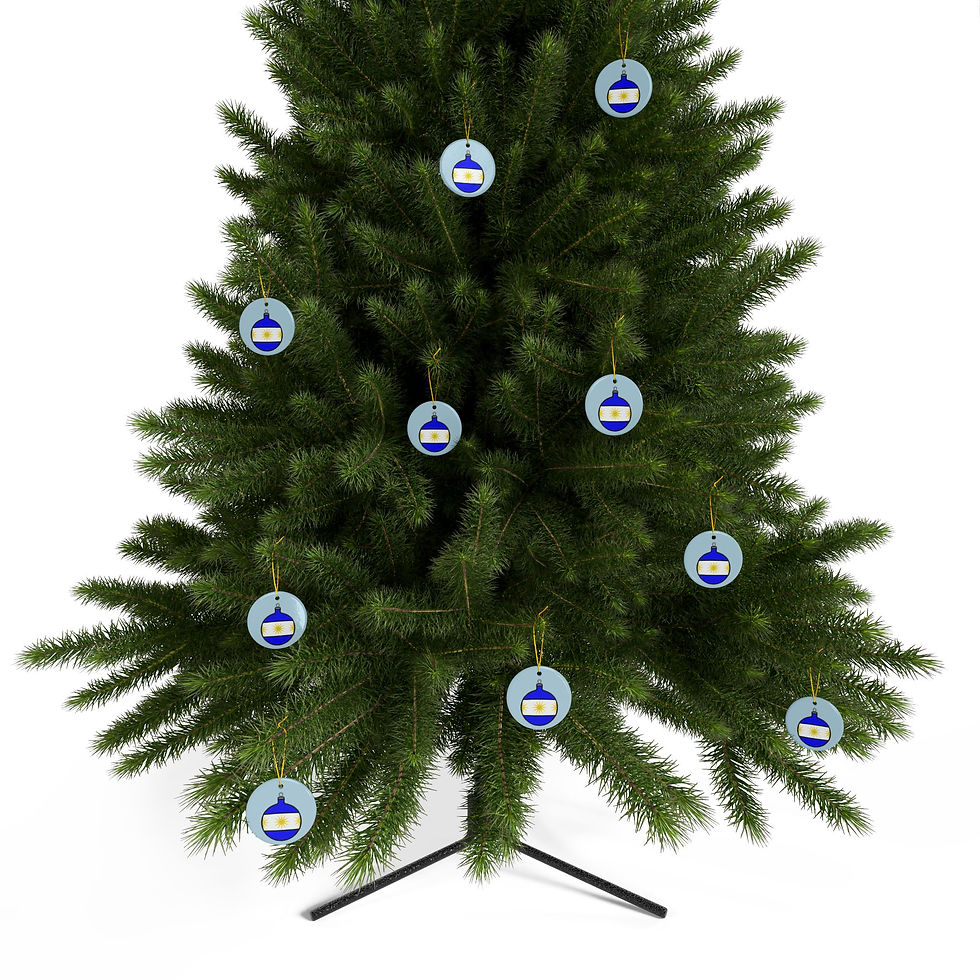 Thumbnail: Ceramic Christmas ornament with stars and blue night sky