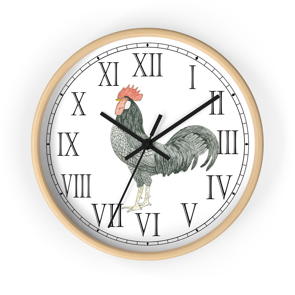 Thumbnail: Rustic Adam Rooster clock with Roman numerals.