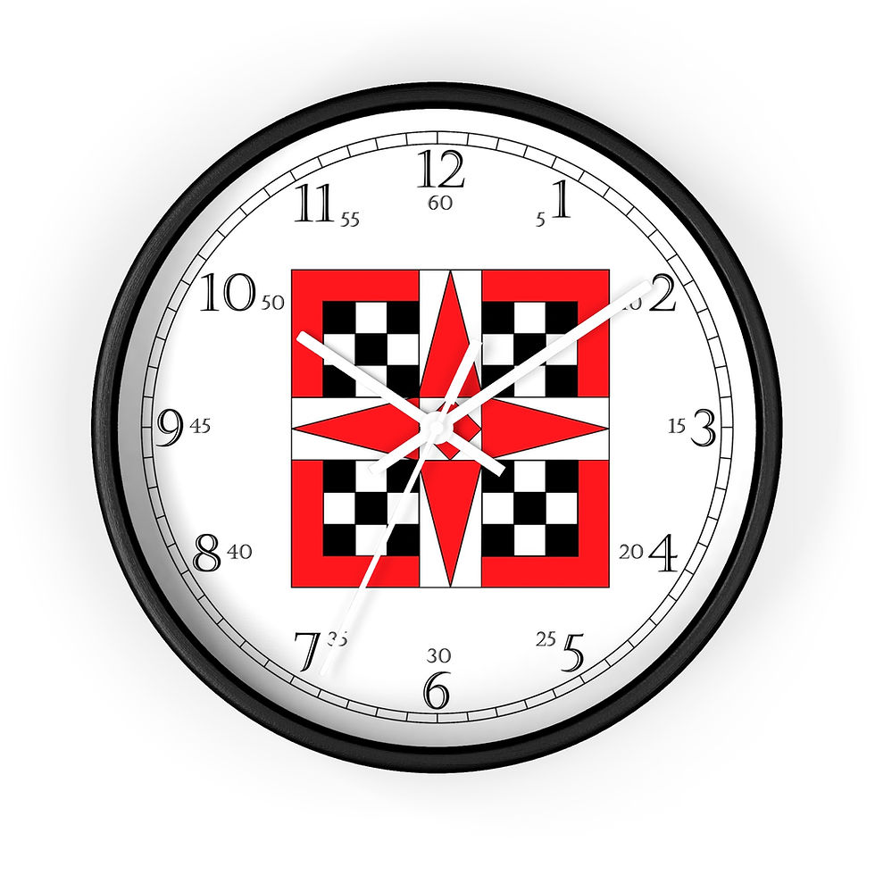 Thumbnail: Waverly Star Quilt Clock with wood frame
