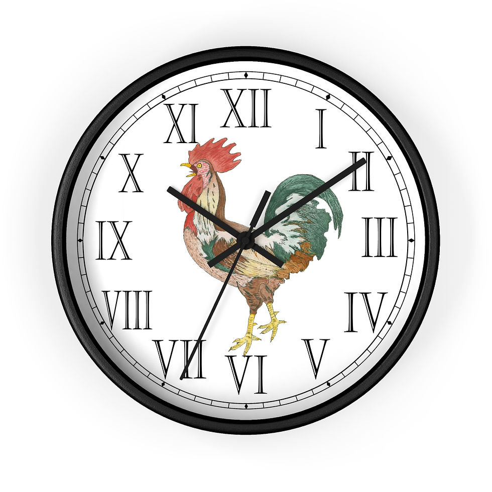 Joseph Rooster Roman Numeral Clock for farmhouse decor.